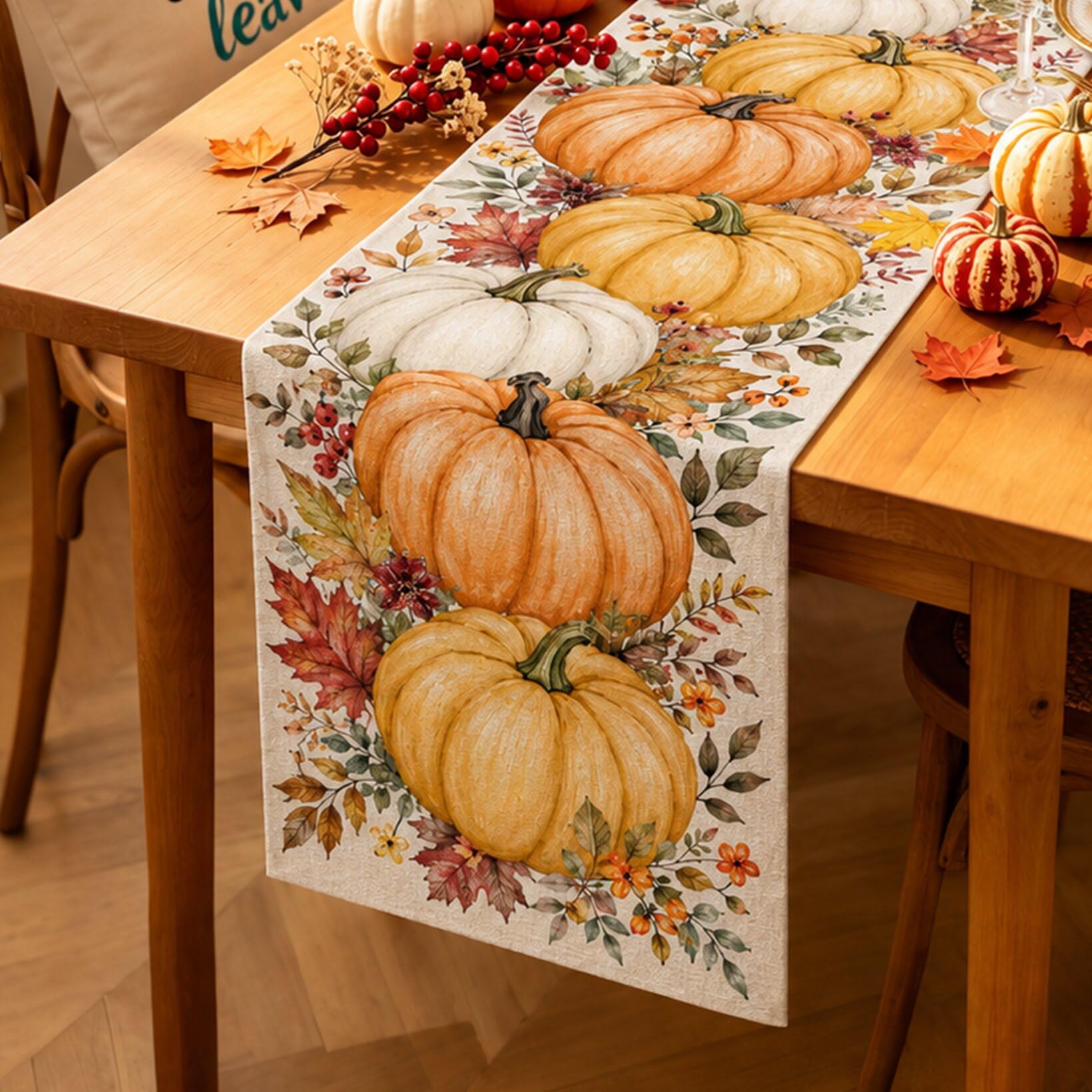 Linen Table Runner - Halloween Table Runner Vintage Gothic Raven
