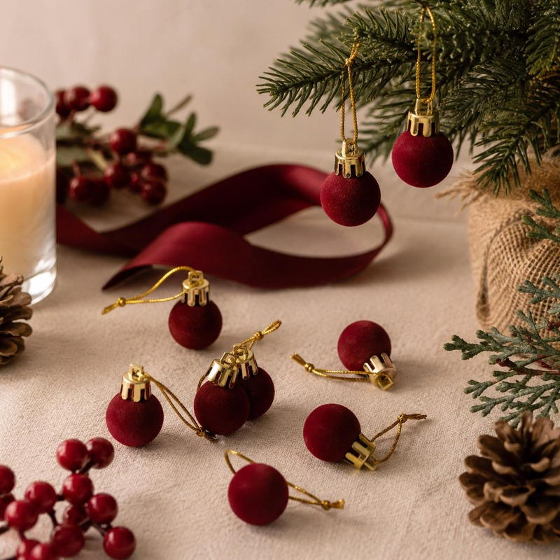 2cm Wine Red Velvet Christmas  - Home Decor Indonesia ulasan dan harga