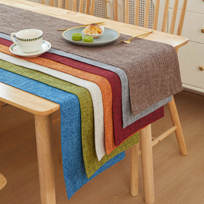 New Thick Linen Solid Color Li - Linen Table Runner ulasan dan harga