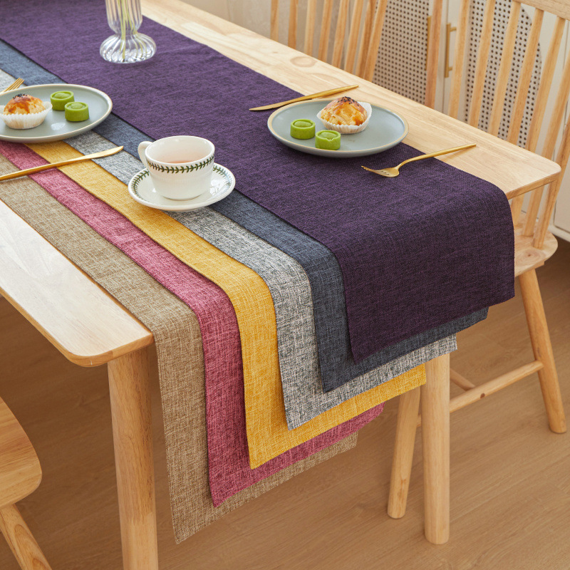 New Thick Linen Solid Color Li - Linen Table Runner ulasan dan harga