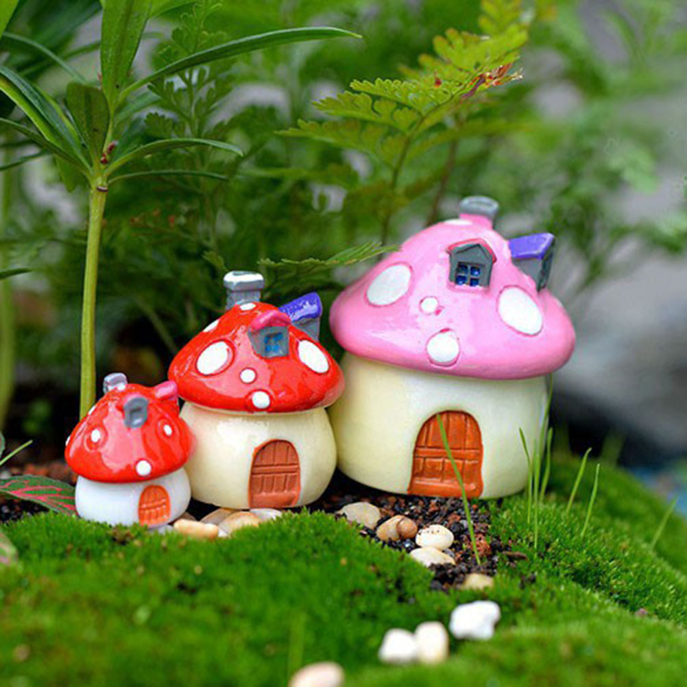 3 Sizes Mushroom House Resin  - Home Decor Za ulasan dan harga