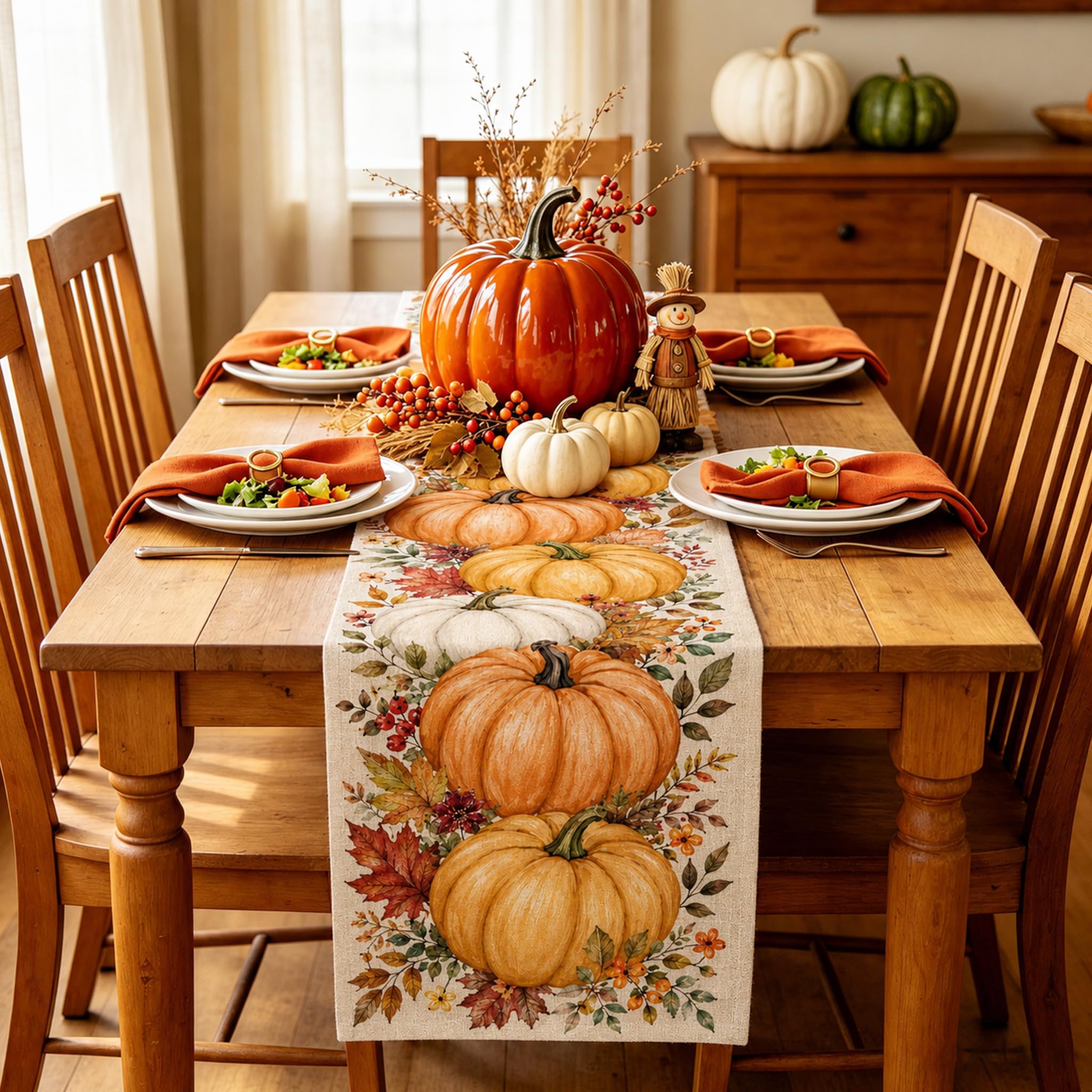 Halloween Table Runner Vintage - Linen Table Runner ulasan dan harga