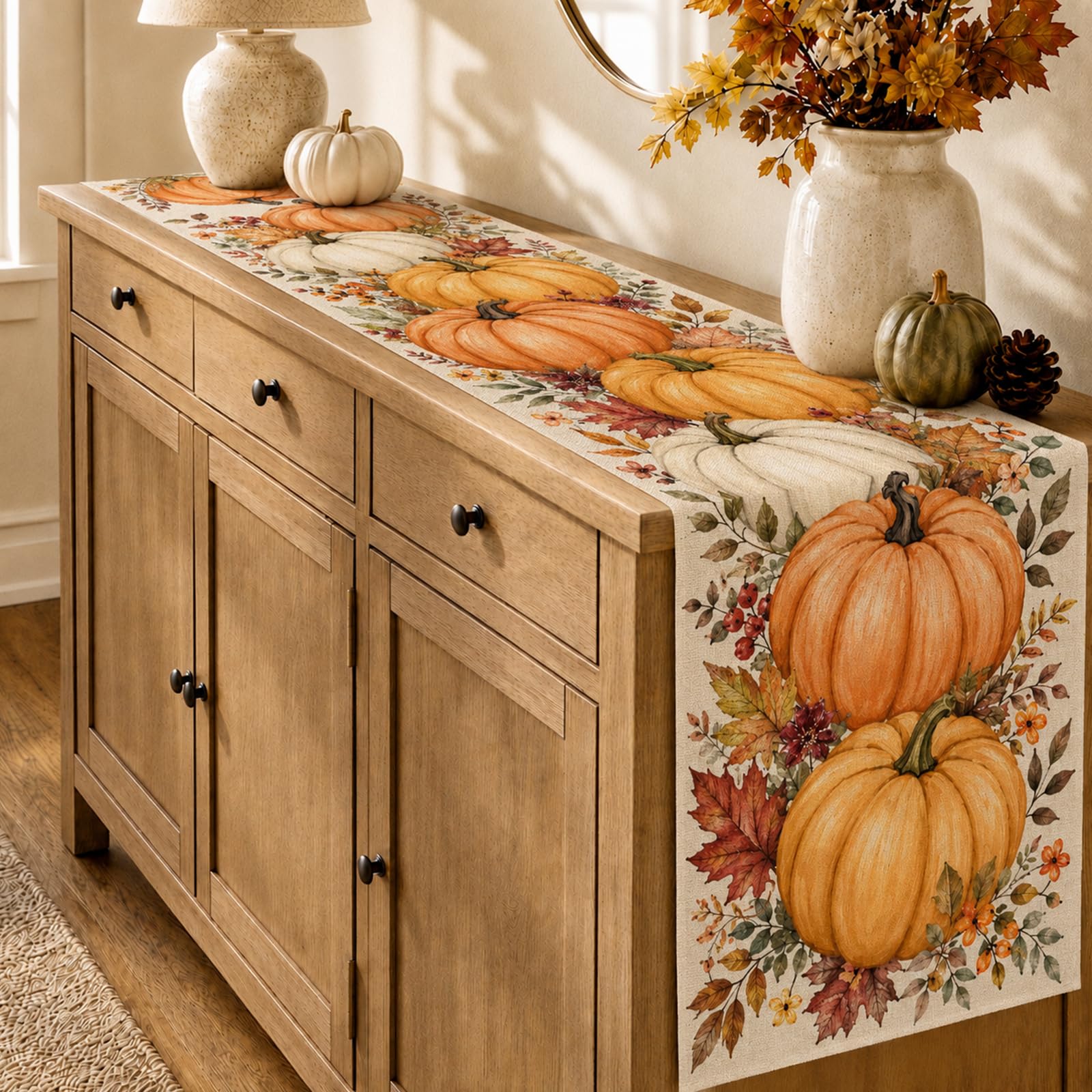 Halloween Table Runner Vintage - Linen Table Runner ulasan dan harga
