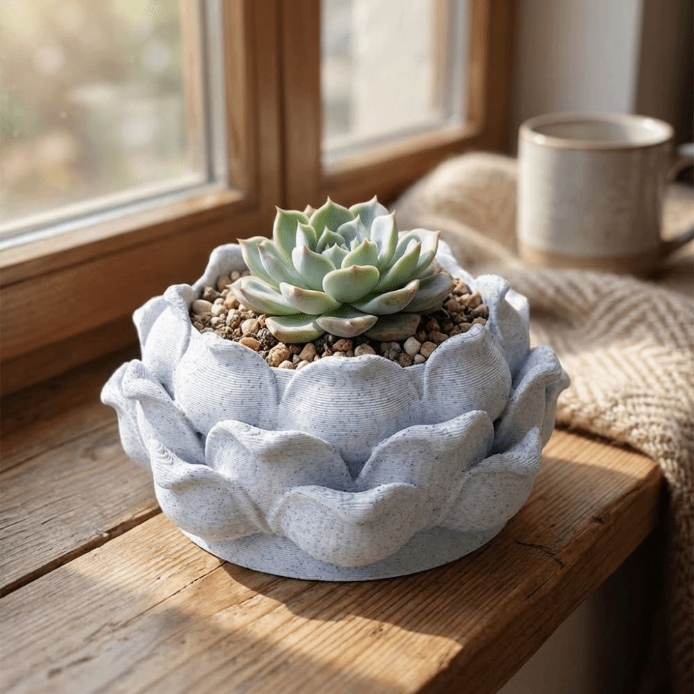 Lotus Shaped Succulent Plant P - Rattan Plant Basket ulasan dan harga