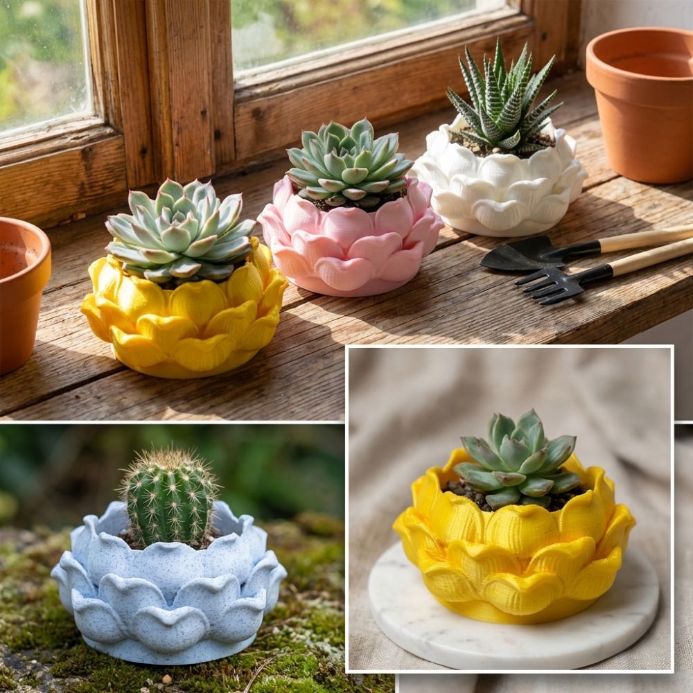 Lotus Shaped Succulent Plant P - Rattan Plant Basket ulasan dan harga